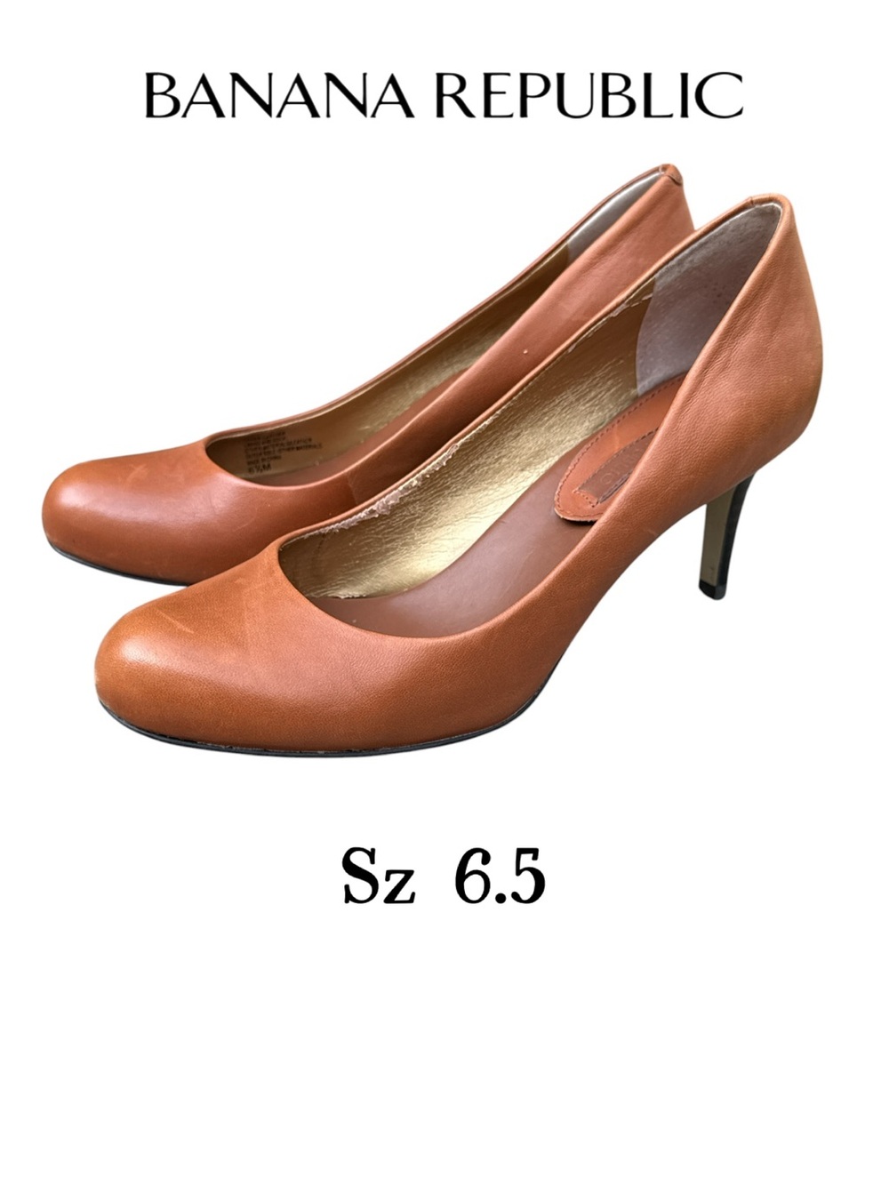 Banana Republic Brown sz 6.5 Genuine Leather Almond Toe Stiletto Pumps / Heels